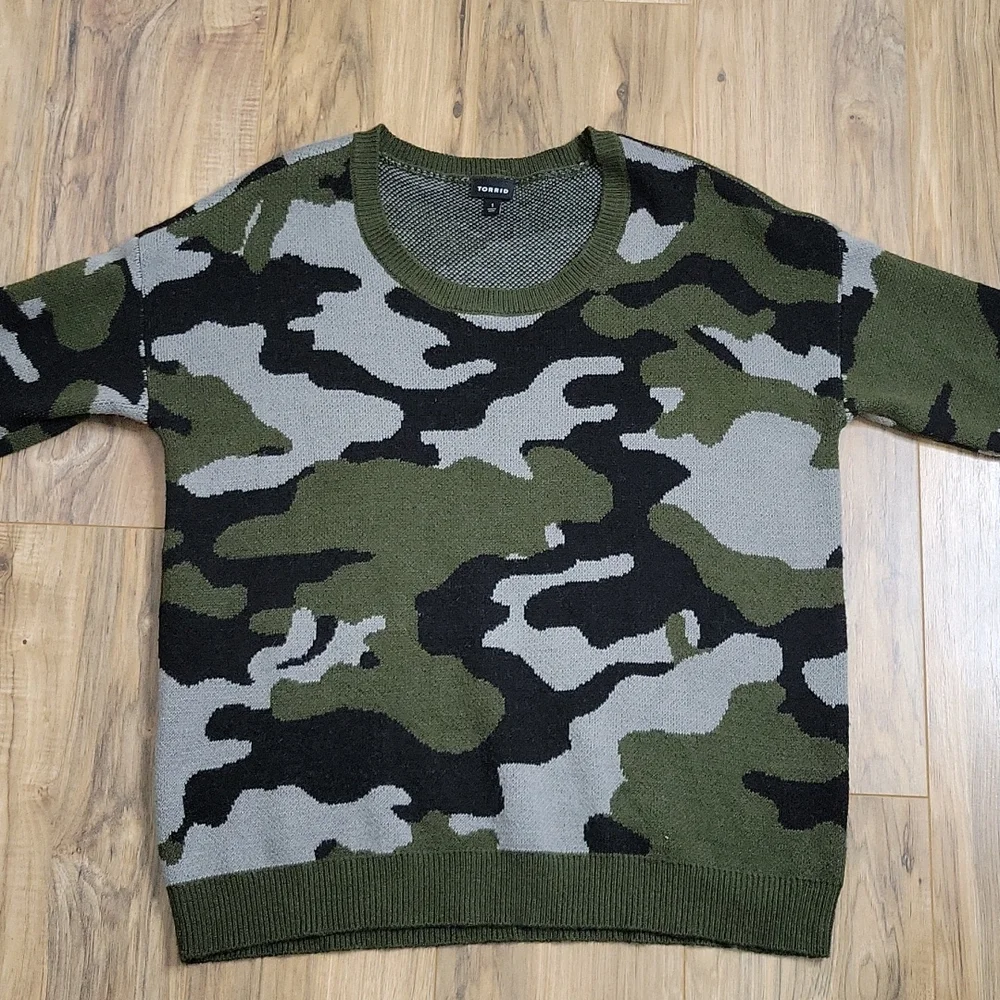 Torrid Camo Jacquard Crew Neck Sweater